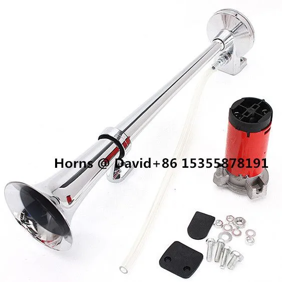Air Operated Single Trumpet Air Compressor Pneumatic Sound Signal Complete Set of Fitting Parts Air Horn 45cm 12V Horn Tech