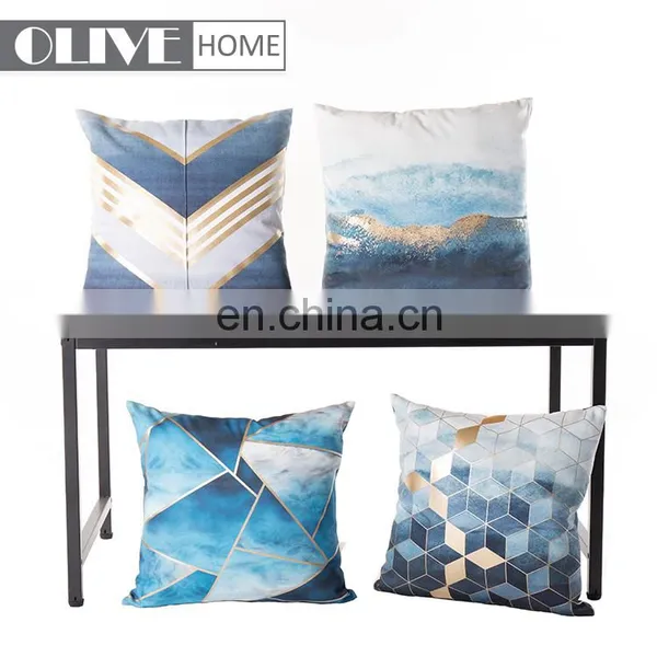 New Design Symmetric Striped Gold Stamping Geometric Print Cushion For Sofa photo-5