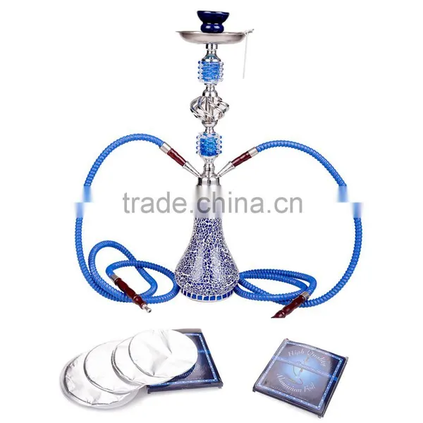 JYH04 Blue Best Hookah Shisha, Clear Glass Hookah