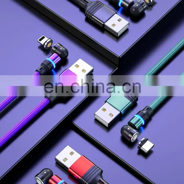 Wholesale 3PIN 1M 2M 540 Rotation Fast Charging Micro Type C Data Magnetic 3 In 1 Usb Charging Cable Data Cable photo-3