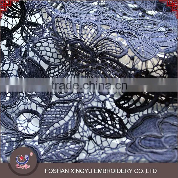 Chinese Factory Custom Pattern Deep Blue Water Soluble Lace for Lady Dress photo-4