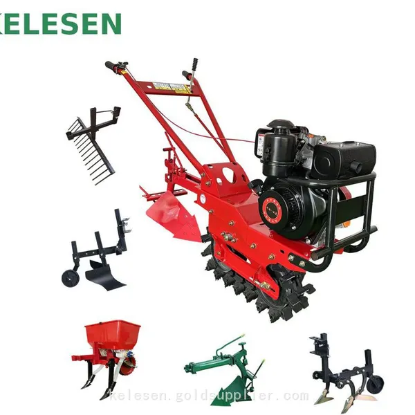 Kelesen Africa Diesel Power Mini Tiller Plowing Machine/ Petrol Plough Cultivators Plowing Machine/ Ploughing Rotary Tiller photo-5