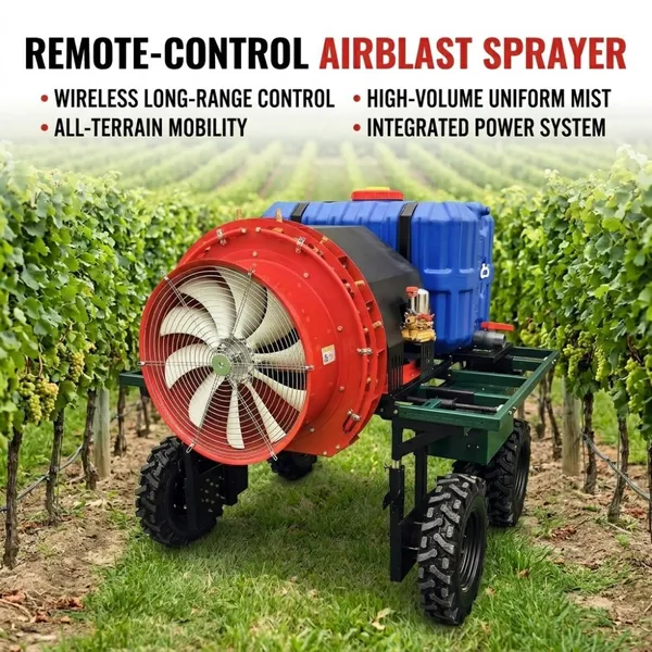 Remote Controlled Air Assisted Sprayer Machine for Fruit Trees Orchards Vineyards and Farms