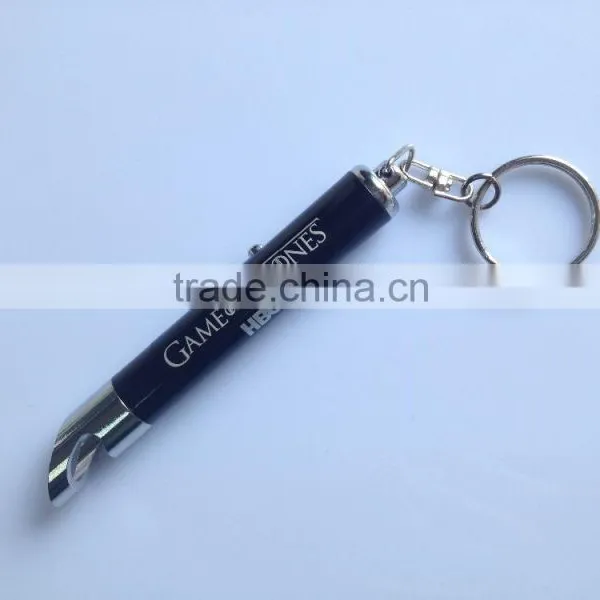 2015 High Quality Aluminum Led Customed Logo Bottle Opener Led Projector Battery Keyring photo-3