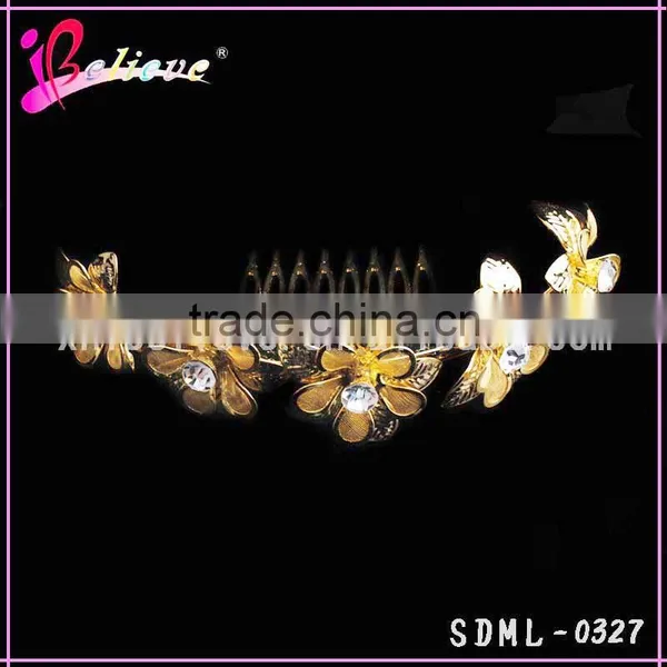 Fashion Jewelry Indian Hair Jewelry Accessories Gold Headwear Hair Comb for Women photo-3