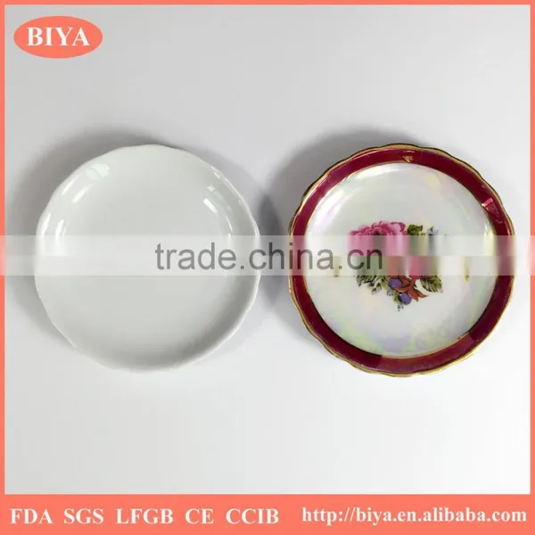 Ceramics Porcelain Small Plate Coated Colorful Pearl Glazed for Souvenir and Decorative Dish Custom photo-2