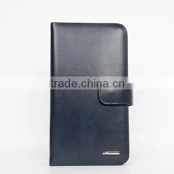 Brown Smooth Leather Men's Carrying Wallet Case Clutch Cell Phone Zippered Pouch