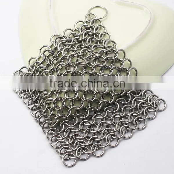 316L Stainless Steel Finger Cast Iron Scrubber Chainmail Cleaner Custom Cast Iron Cleaner Quality Choice