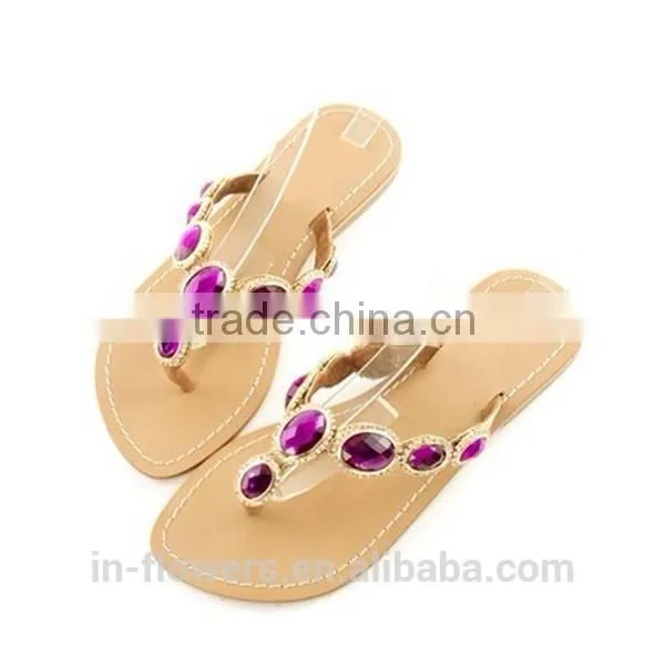 New Womans Artificial Stone Toe Post Ladies Slippers Sandals 2015 photo-6