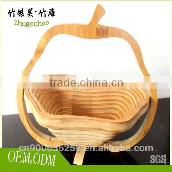 Apple Shape Folding Bamboo Storage Food Fruit Basket for Wedding photo-3