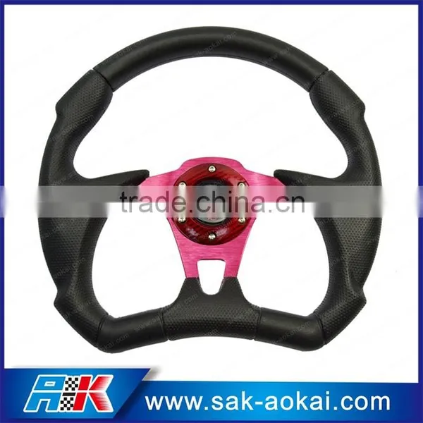 Racing Car Steering Wheel 13inch 14inch, PU Steering Wheel Flat Style photo-2