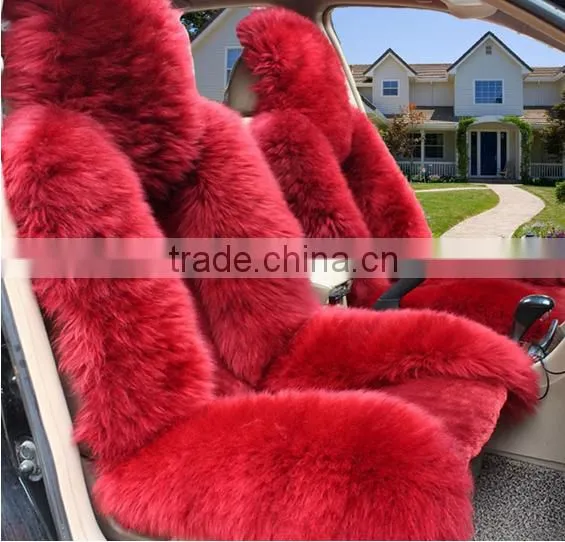 Customized Luxury Sheepskin Long Fur Car Seat Covers Lambskin Fur Car Seat Cushion Cover Universal in Winter photo-2