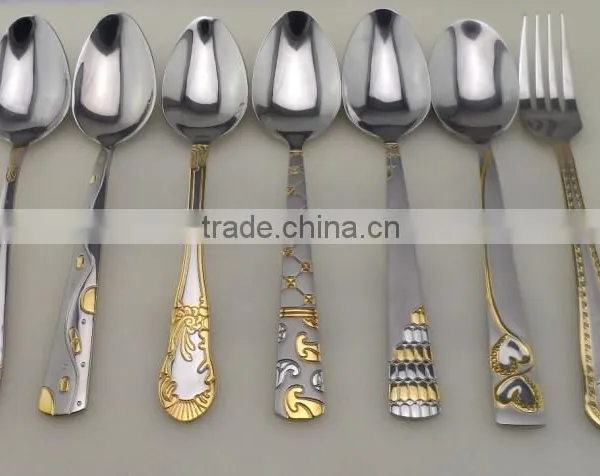 Gold Plated Silver Cutlery Stainless Steel Flatware Set photo-3