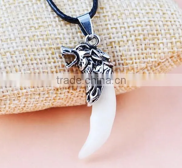 Tibet Punk Men's Cool Real Gothic Wolf Tooth Necklace Domineering Pendant photo-5
