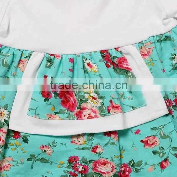 2016 New Design Baby Girls Cotton Clothing Wholesale Long Sleeve Cotton Flower Print Soft Boutique Cotton Stes photo-3