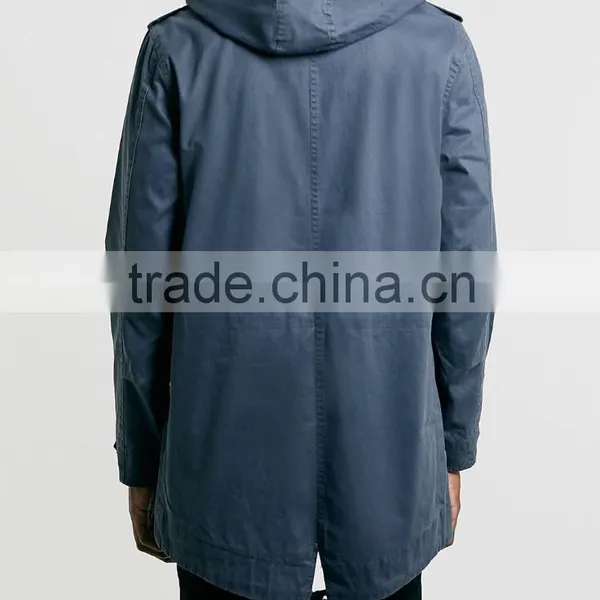 Lightweight Navy Waxed Parka Jacket for Men photo-2