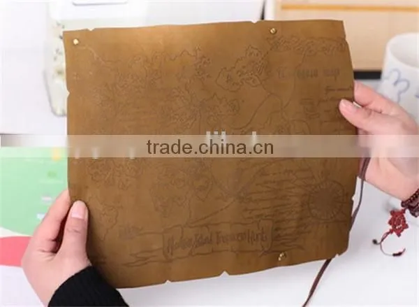 Retro Vintage Pirate Roll Up PU Leather Pen Pencil Case Treasure Map Kid Cosmetic Bag photo-2