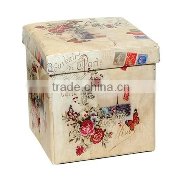 2016 Hotsales Vintage Folding Storage Stool Seating Box Ottaman photo-2