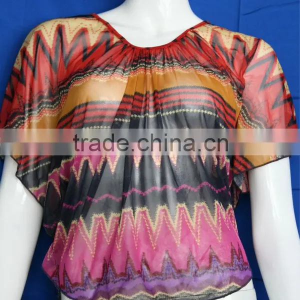 Crocheted Printed Chiffon Ladies Lehenga-blouse-designs