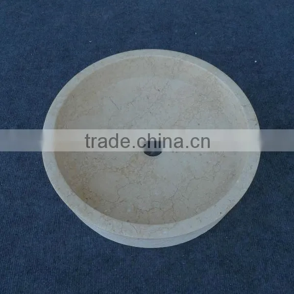 Galala Beige Marble Round Vessel Sink photo-2