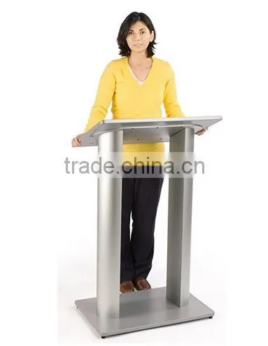 Floor Lectern Podium Stand With Double Column Design MDF With Aluminum Columns photo-3