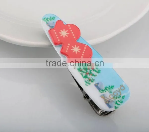 Christmas Hair Clip With Snowman and Glove Ornament Funny Kids Alligator Hair Clip photo-4