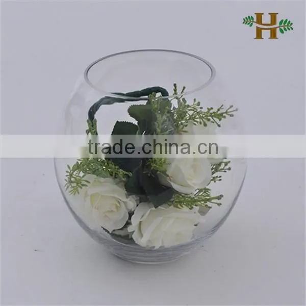 Handmade Decorative Clear Glass Vase, Home Use Table Glass Fish Bowl
