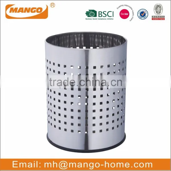 Embossed Diamond Pattern Open Top Stainless Steel Garbage Can photo-2