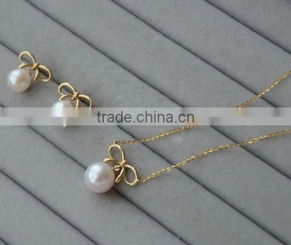8-9 mm White Freshwater Pearl Necklace and Earring Sets photo-6