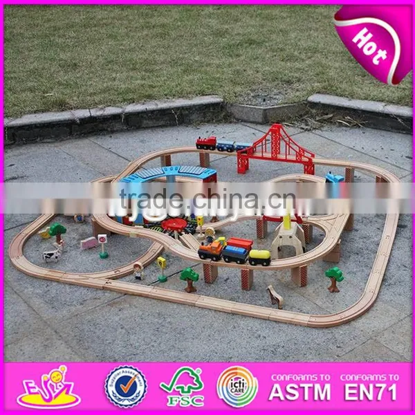 New Style 142 Pcs Children Construction Toy Wooden Toy Train Track W04C072 photo-2