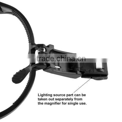 Adjustable Cabeza Lupa Lente Gafas Magnifier Glass LED Lampara a Joyeria Relojero 5 Lens photo-3