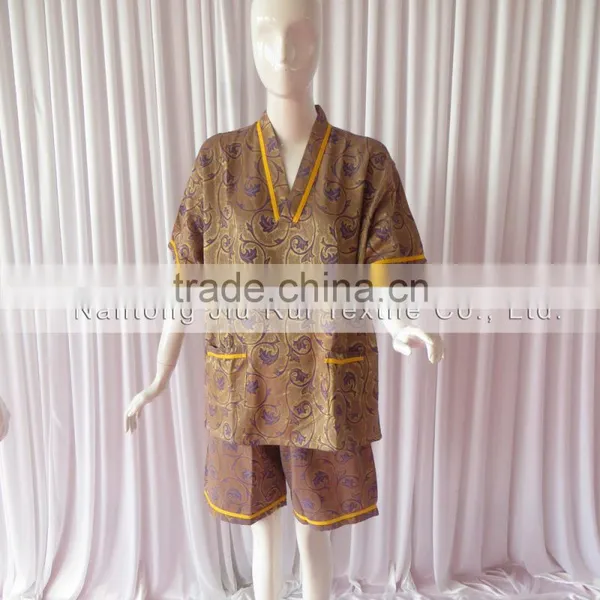 Free Shipping 2colors Unisex Sweat Steam Clothes Fashion Floral Jacquard Pajama V-Neck Ladies Pajama Sets For Sauna photo-5
