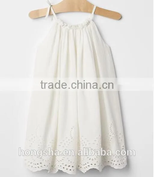 Eyelet Border Dress Pretty Floral Print Baby Kid Dress Gril Dresses HSD5152 photo-2
