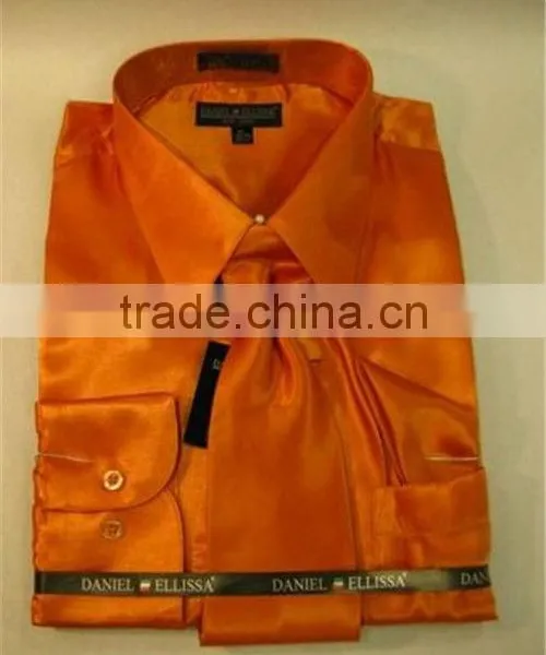 Satin Dress Shirts Men Tie&hanky Man Satin Shirt photo-5