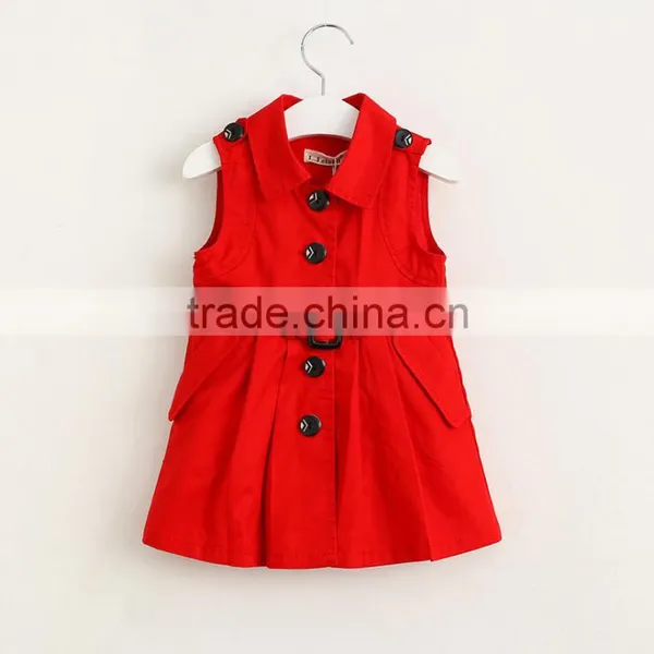New Coat Design Girls Sleeveless Belt Trench Coat Khaki Green Red 3 Color Avaliable photo-2