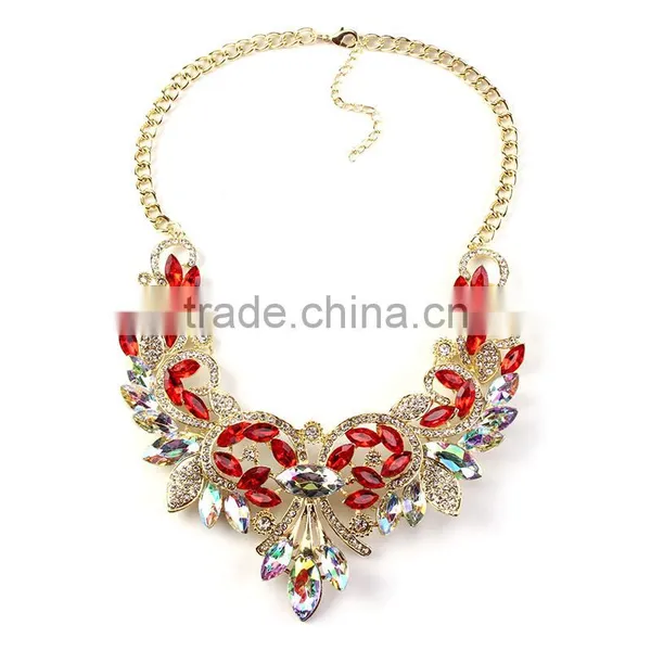 Vintage Ethnic Luxury AB Shinnning Ges Women Chunky Coral Necklace photo-5