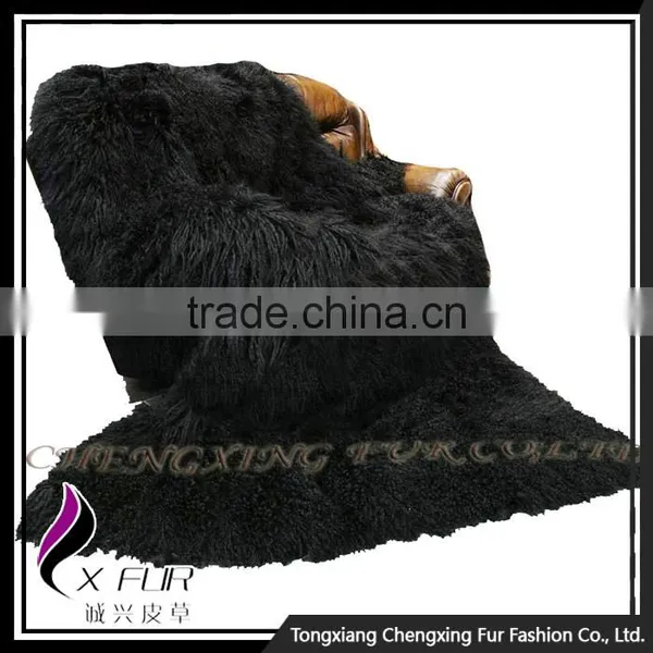CX-D-23C Long Hair Winter Real Tibetan Lamb Fur Rug Rugs photo-2