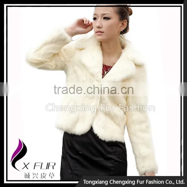 CX-G-A-201 Custom Fashion Rabbit Fur Long Sleeves Women Coat photo-4