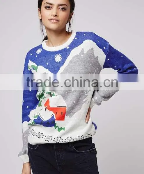 Adult Knitted Christmas Jumpers Snowflake Sweater Women photo-3