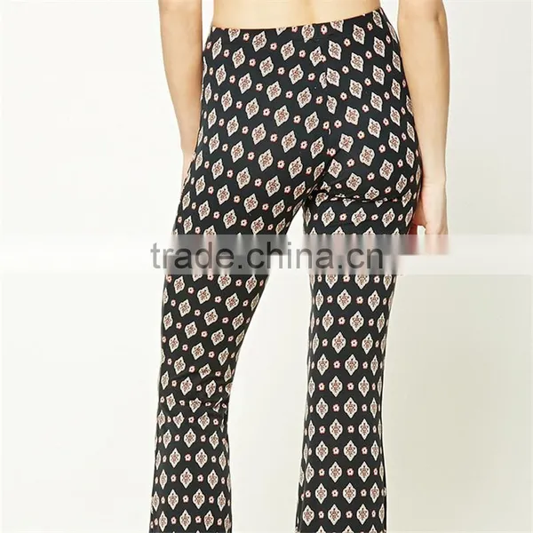 Factory Price Gypsy Print Spandex Ornate Flare Dressy Stretch Pants photo-4