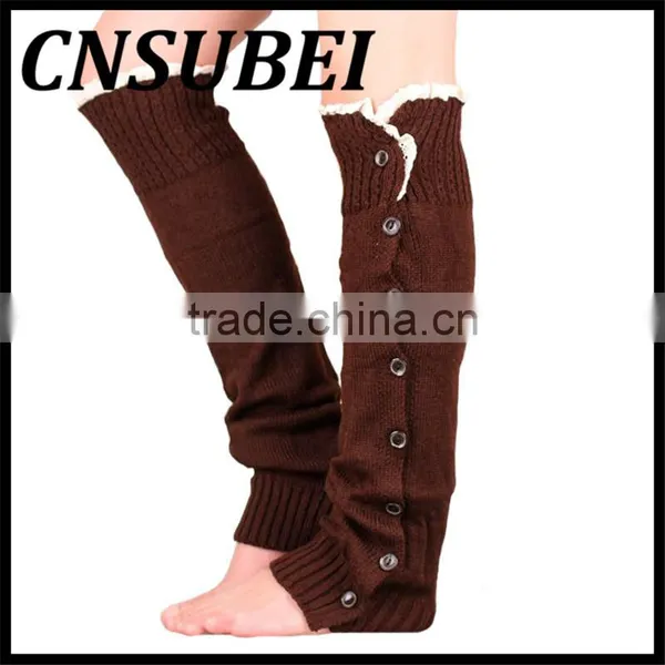 2016 Winter Christmas New Knitting Buttons Lace Boot Liner Acrylic Length Socks Thermal Women photo-3