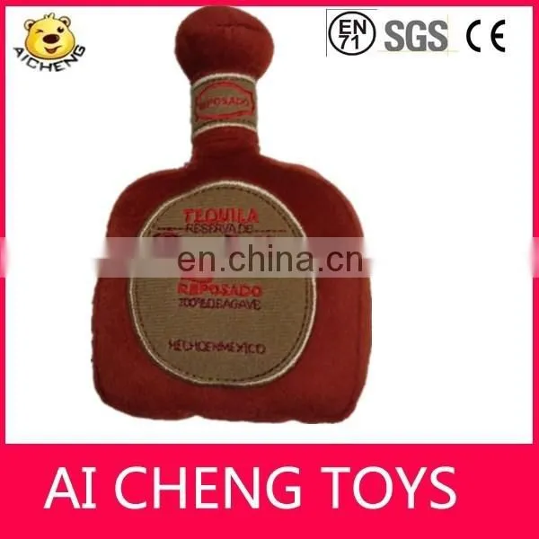 Customize Cartoon Embroidery Letters Bottle Pet Dog Plush Toy