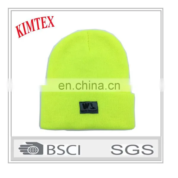 Custom Yellow 3M Thermal Acrylic Safety Knitted Winter Hat photo-2