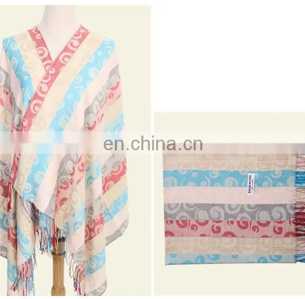 100% Jacquard Cotton Striped Woven Scarf photo-2