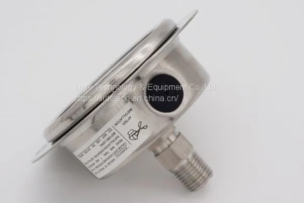 100mm Axial Back Connection All Stainless Steel Dual Scale Oil Filled Anti-shock Pointer Pressure Gauge With Edge photo-3