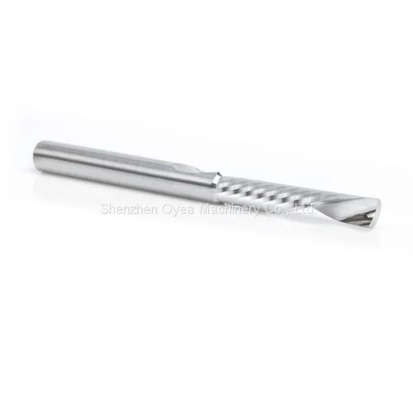 Solid Carbide CNC Spiral 'O' Single Flute, Aluminum Cutting 3/16 Dia x 3/8 x 3/16 Shank x 1-1/2 Inch Long Up-Cut Router Bit photo-2