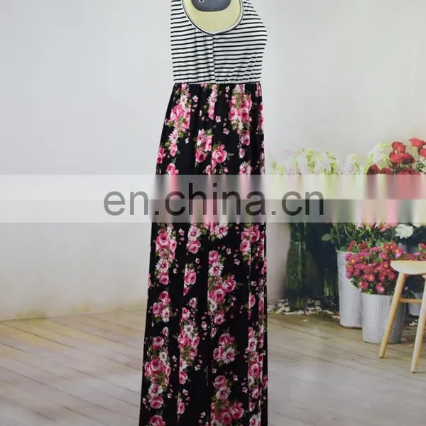 Mother and Daughter Long Maxi Floral Printed Beach Sleeveless Vest Dress Matching Clothes Dress (this Link for Girls,0-6years) photo-4