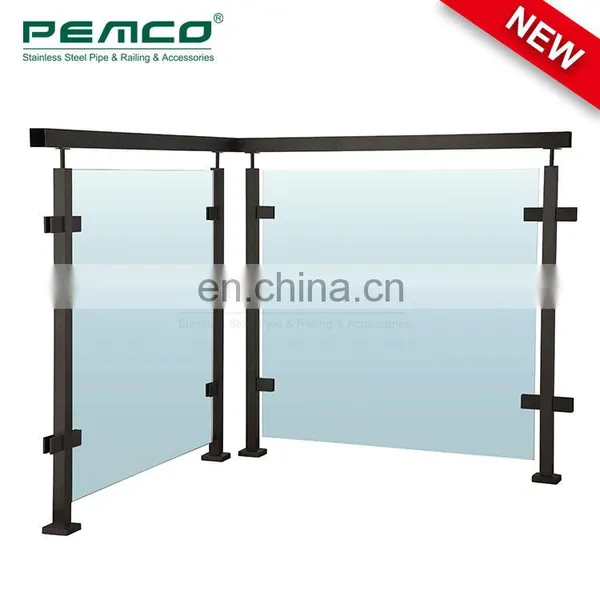 Hot Sale Balcony Post Railing Outdoor Terrace Stainless Steel Black Glass Balustrade Designs photo-5