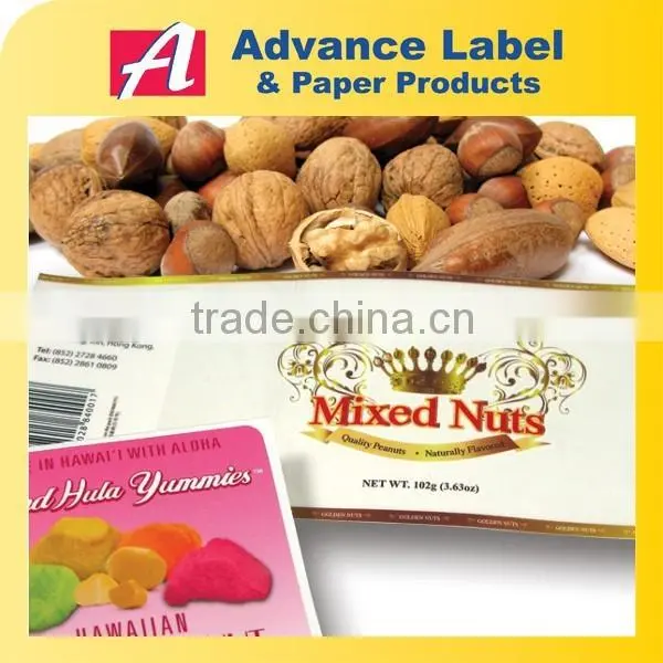 Snack Food Packaging Paper Adhesive Stickers