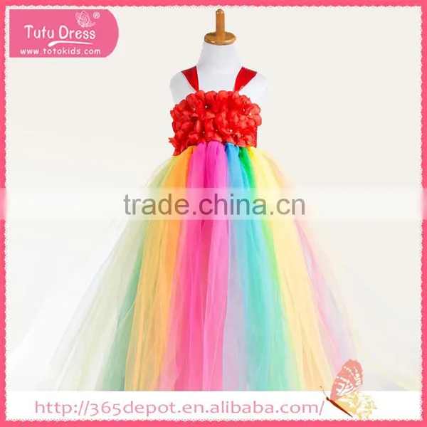 Floor Length Dress Multi Color Fluffy Dress With Rosette Decorated Gauze Dress Halloween Costume Supplier's Choice photo-5